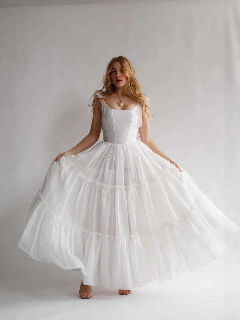 2026 European-American Fishbone Evening Gown: Women's Lace-up Puffy Skirt Dress