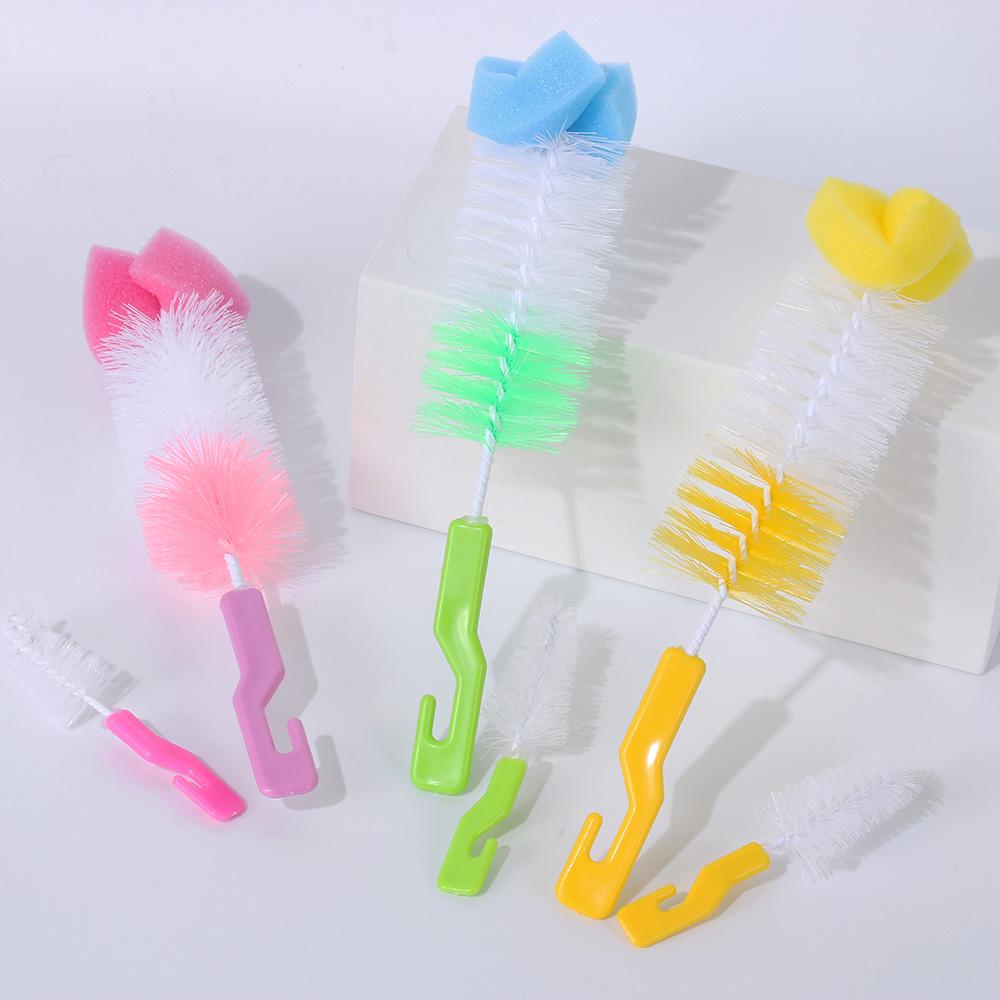 

2PCS Home 360-degree Spout Cup Clean Sponge Baby Nipple Bottle Brush Rotating