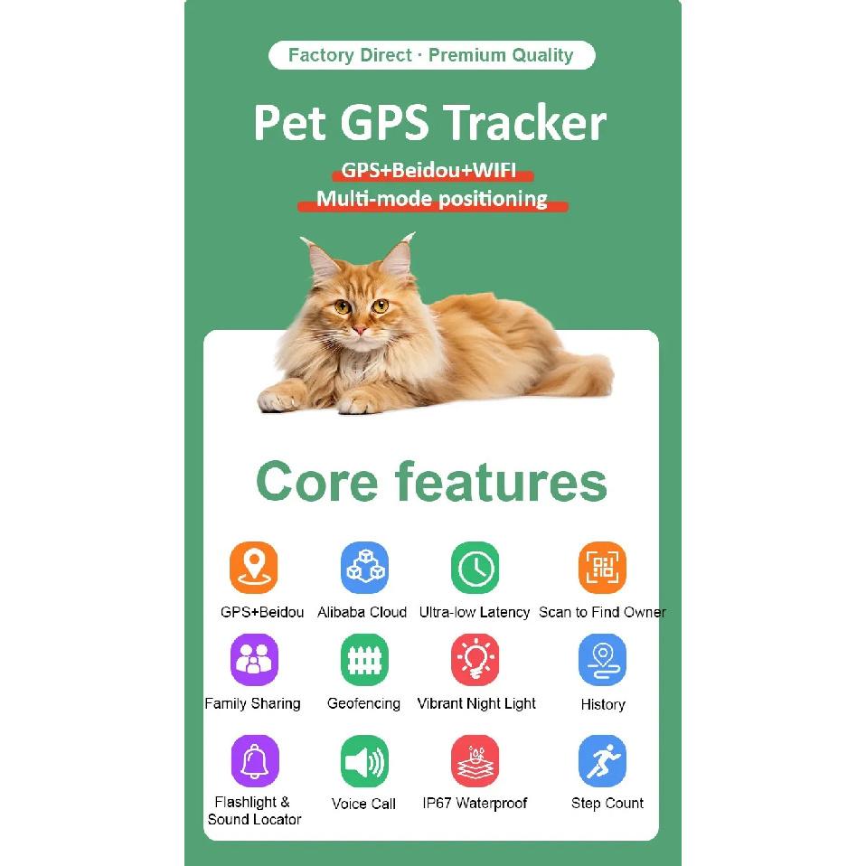 4G Pro GPS Pet Tracker - Real-Time Locator Collar with GPS/Beidou/WiFi, Waterproof, Voice Call & Geo-Fence (CE/FCC)