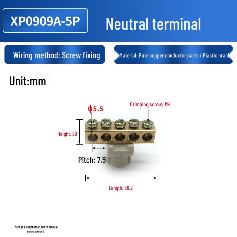 Copper Flat Bar Terminal 9x9 for Wiring and Zero Connection
