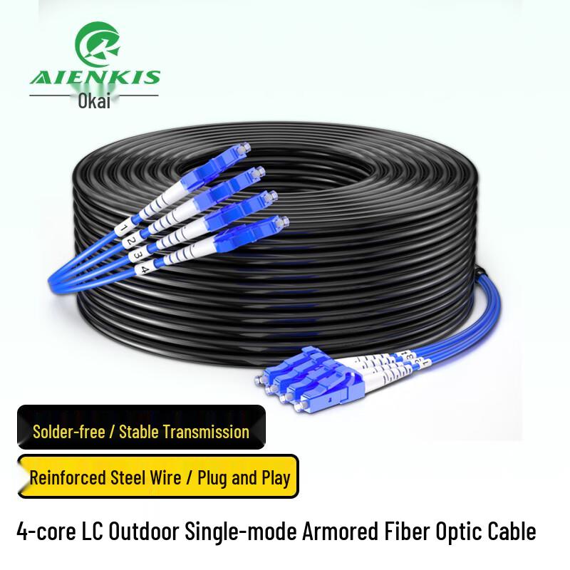 AIENKIS Outdoor Single-Mode Armored Fiber Optic Patch Cord