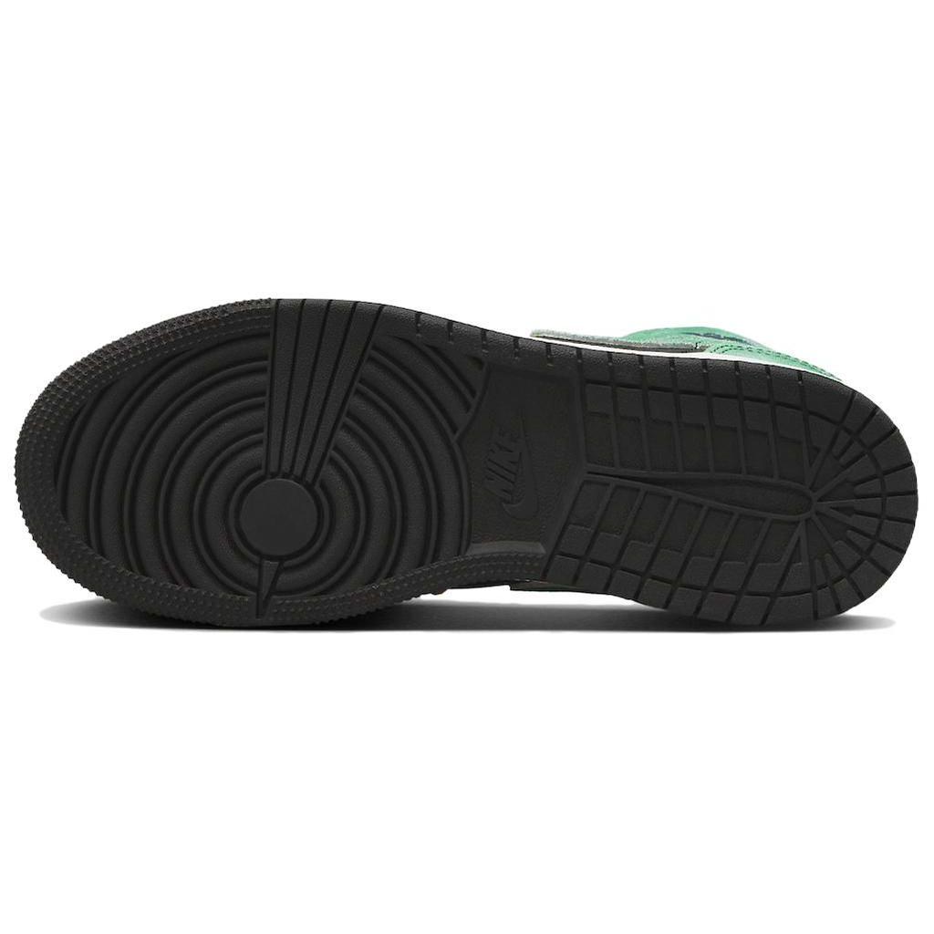 Air Jordan 1 Mid SE GS MJs Playground Kids Sneakers Black Pine-Green Dune-Red FQ1292-003