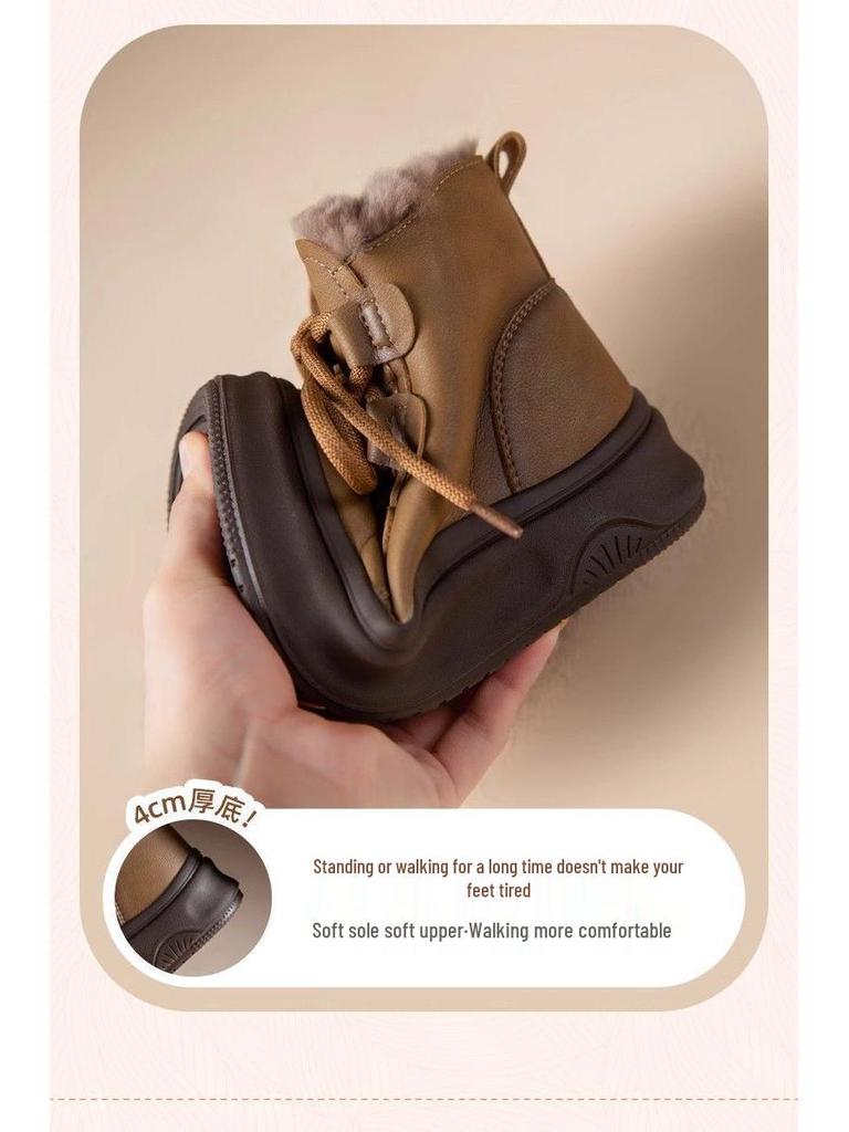 Women's Super Soft Cotton Snow Boots, Plus Velvet Warm Mid-Calf Martin Boots for Autumn and Winter