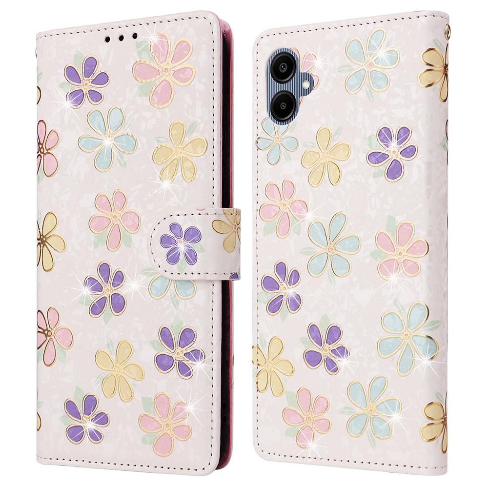 For Samsung Galaxy A06 4G Case RFID Blocking Flower Leather Phone Cover