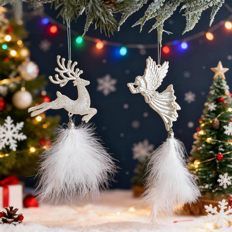 1PC Acrylic Christmas Christmas Elements Christmas Tree Pendant Decoration Atmosphere Gift Feather Decoration Holiday