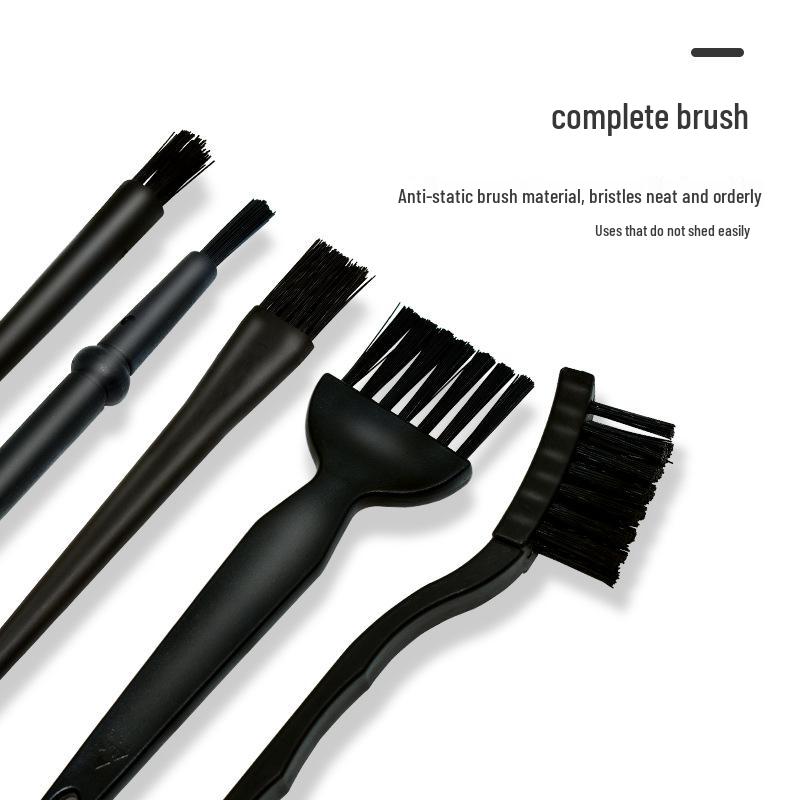 6-Piece Anti-Static Brush Set for PCB, Circuit Board, Motherboard, Keyboard Cleaning with Plastic Tweezers.