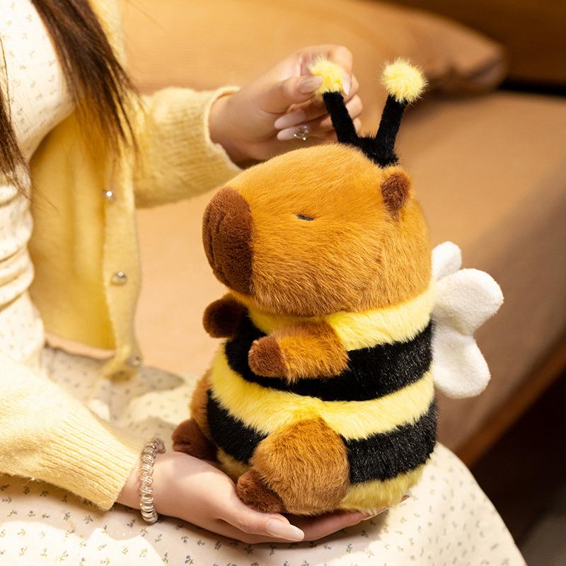 23/33CM Lovely Capybara Plush Toys Capybara Turn To Bee Pillow Stuffed Soft Animal Doll Creative Birthday Gift