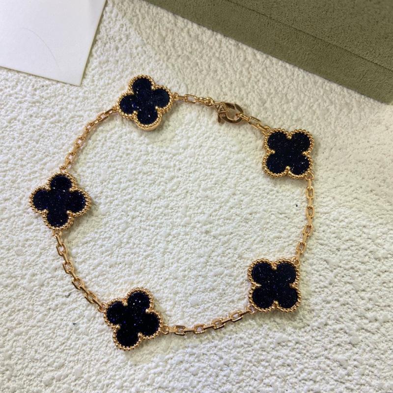 Exquisite Four-leaf Clover Bracelet for Women Five-flower Bracelet Double-sided Natural White Mother-of-pearl and Carnelian Bracelet