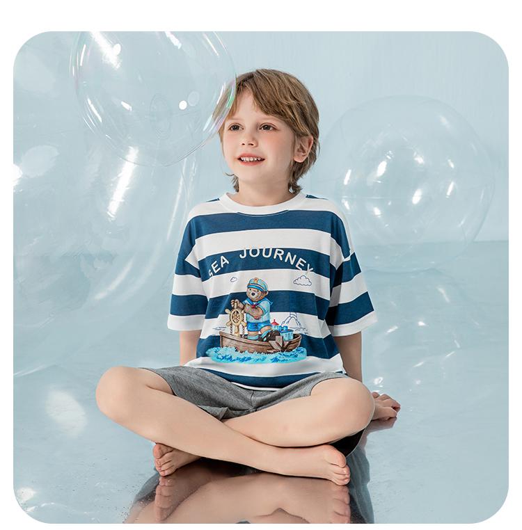 English Bolun Boys' 100% Pure Cotton Short Sleeve Set (180g)