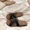 Soft waxy Q bomb~! Good texture niche kinked cross slippers women's soft soft outer wear summer ins beach cool slippers