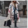 In Stock! 2025 Women's Plus Size Printed Trench Coat - Loose Fit, Lapel Design for Autumn/Winter