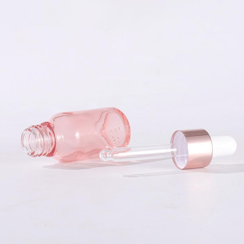 Dropper Bottles Refillable 5-100Ml Rose Gold Lid Cosmetic Container Glass Aromatherapy Liquid For Essential Massage Oil Pipette