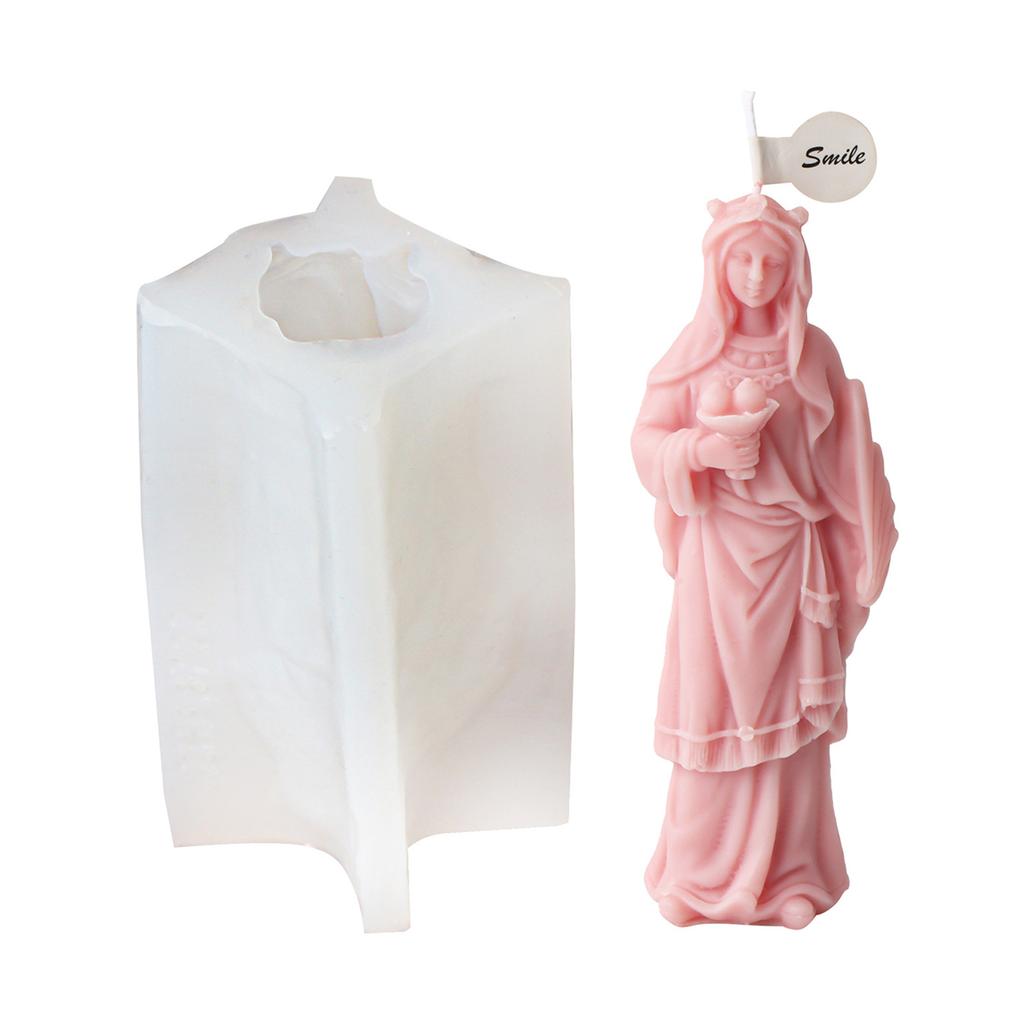 Virgin Statue Candle Silicone Mold Concrete Resin Molds Aromatherapy Candle Making Gypsum Mold for Religious Enthusiasts