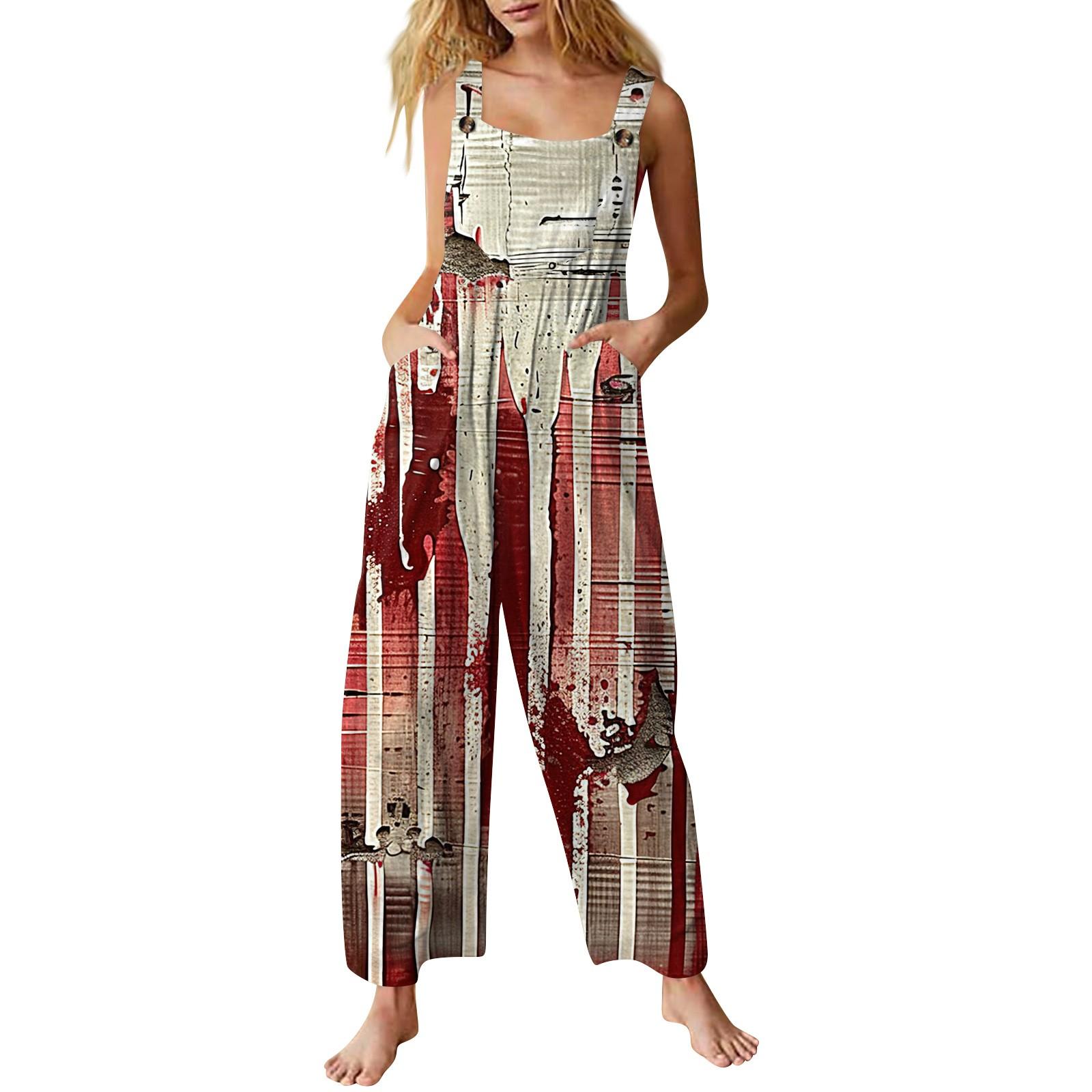 

Женский комбинезон с принтом, повседневный свободный комбинезон L