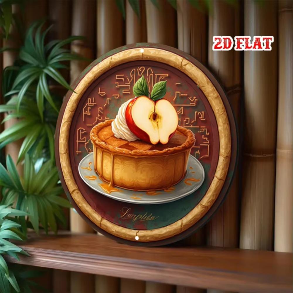 Vintage Apple Pie Tin Sign 7.87x7.87 Inch Metal Wall Art Kitchen Garage Cafe Decor