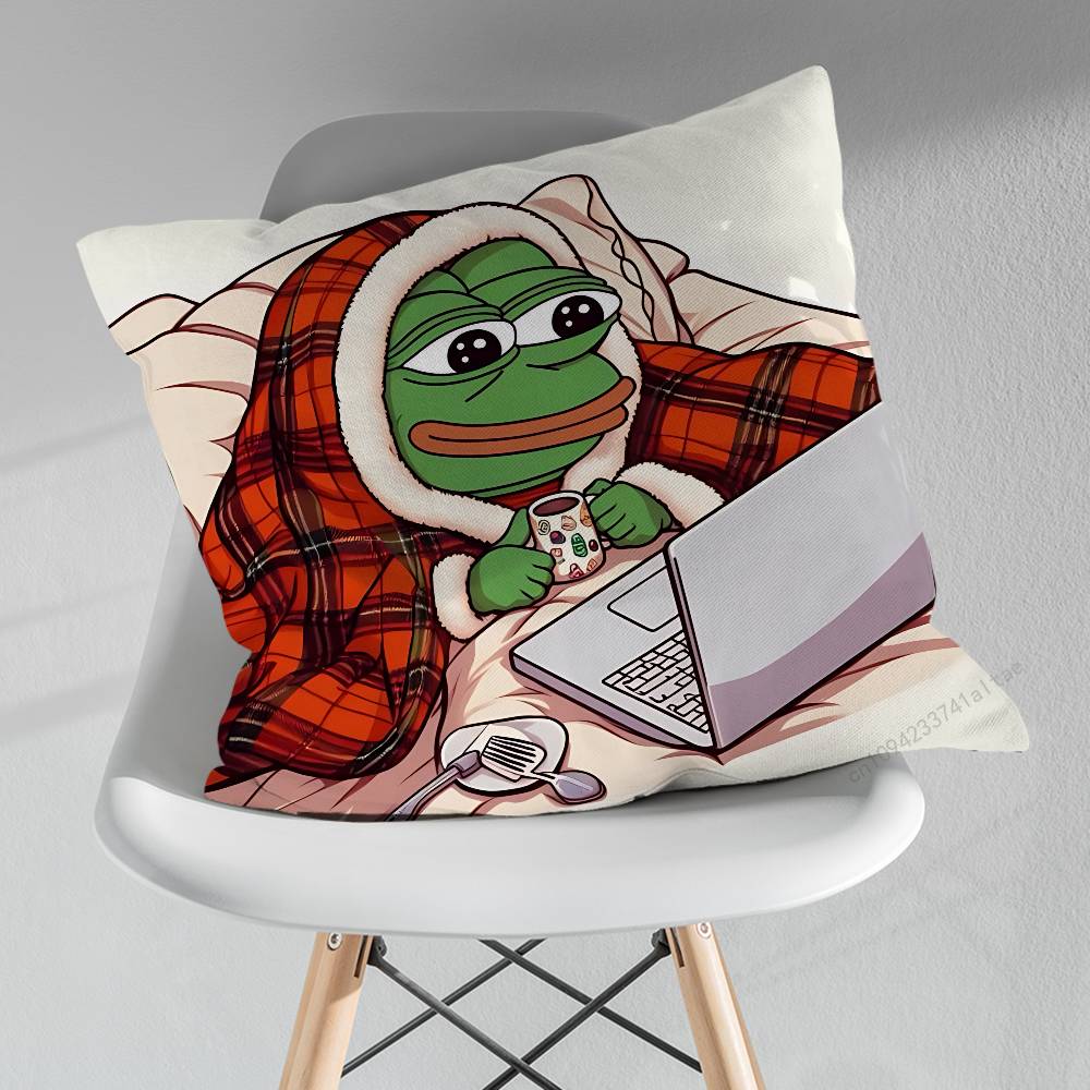 Funny Art PPepe The Frog Throw Pillow Case Living Room Sofa Cushion Cover For Home Bedroom Decoration Protector