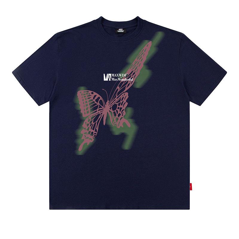 Trendy Brand Men'S T-Shirt American Street Trend Design Butterfly Printing Cotton Short-Sleeved T-Shirt Men And Women