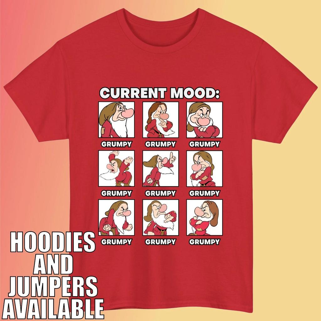 Current Mood Grumpy T-T-Shirt – Funny Cartoon Moody Day Unisex Vintage Tee