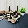 Nautical Brass Working 12.7 Cm Sextant With Two Telescope, Maritime Navigational Instrument With Wooden Box Christmas Fathers Gift