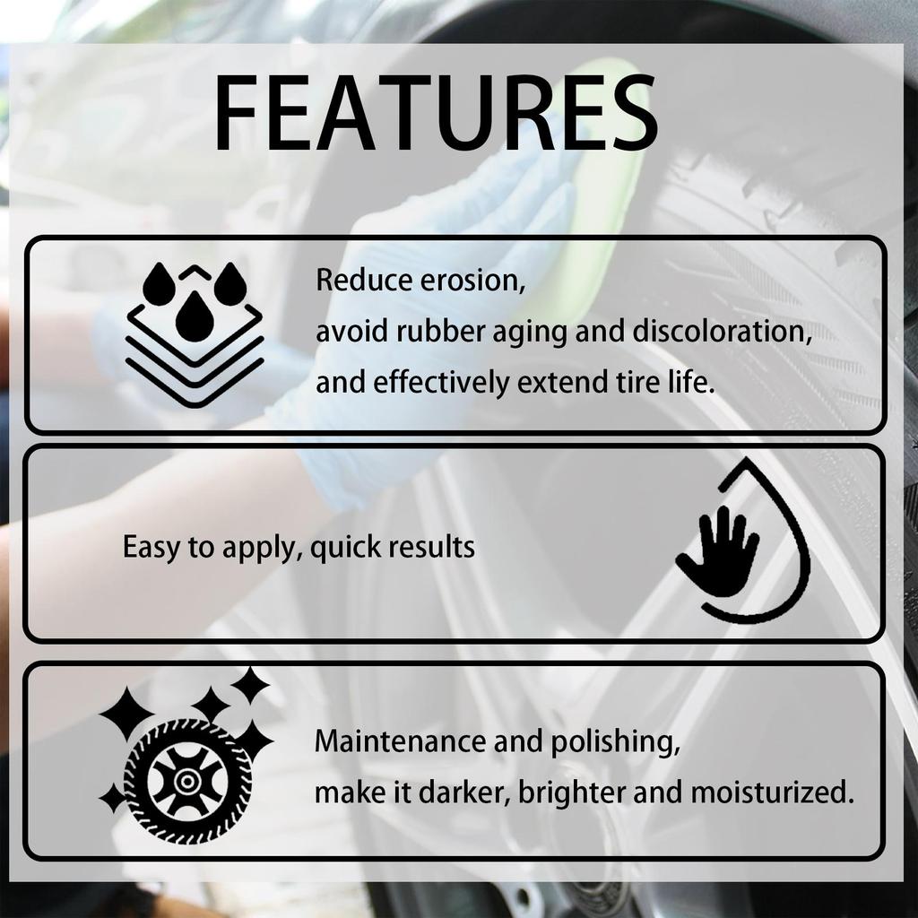Homonth Car Tire Wheel Coating Agent Cleans Stains, Brightens Glazing, Long-lasting Maintenance of Tire Rims 1set