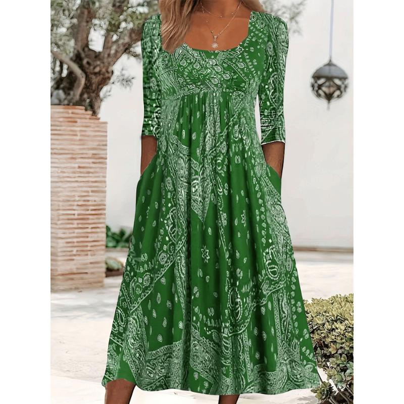 Spring/Summer Dress Casual Loose Plus-size Print Dress for Women