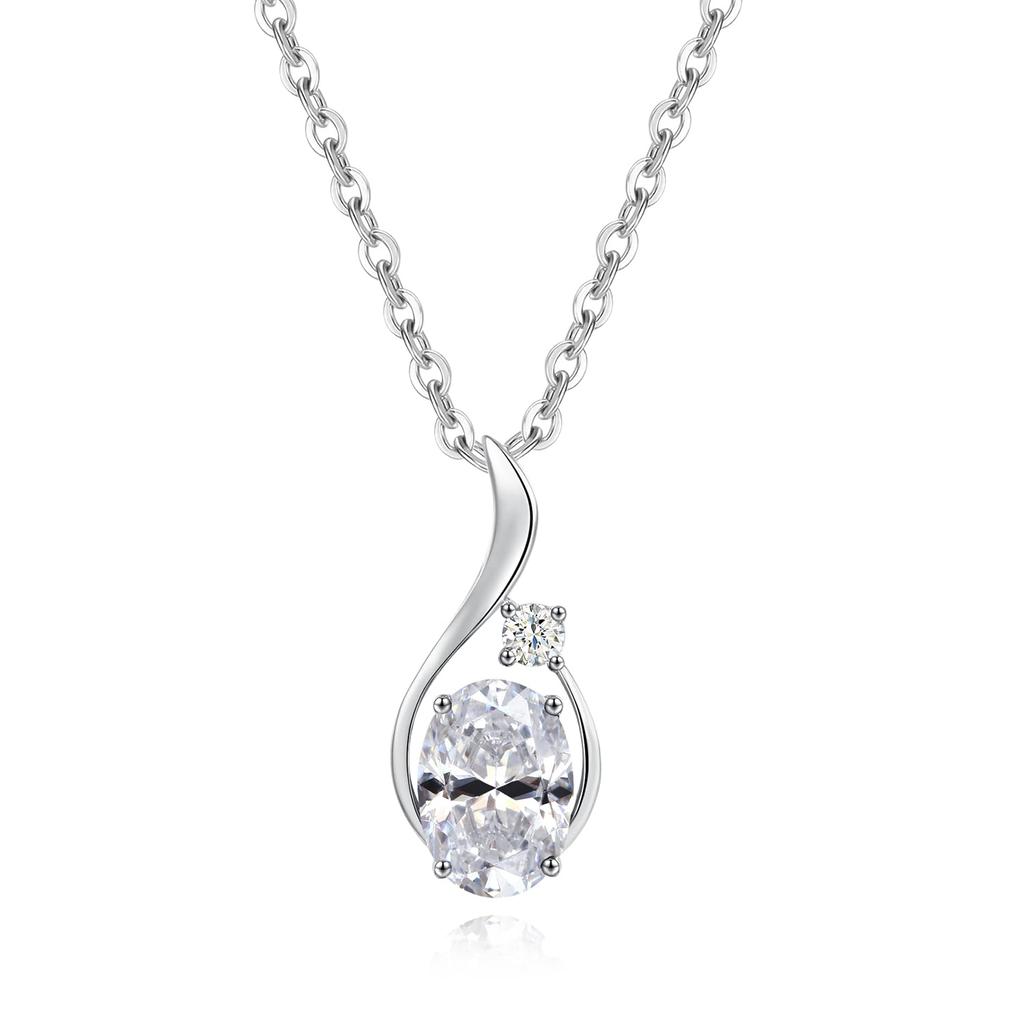 FANCIME Necklace with April and in 14K White with Silver Perfect for and Gift Women's "Eternal Glow" Zirconia, Birthstone, Diamond, Lab-Grown Gold,