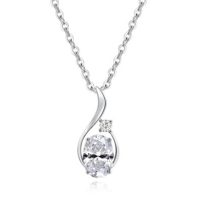 Halskæde med April og i 14K Hvid med Sølv Perfekt til og Gave til Kvinder "Evig Glød" Zirkonia, Fødselssten, Diamant, Laboratoriedyrket Guld,
