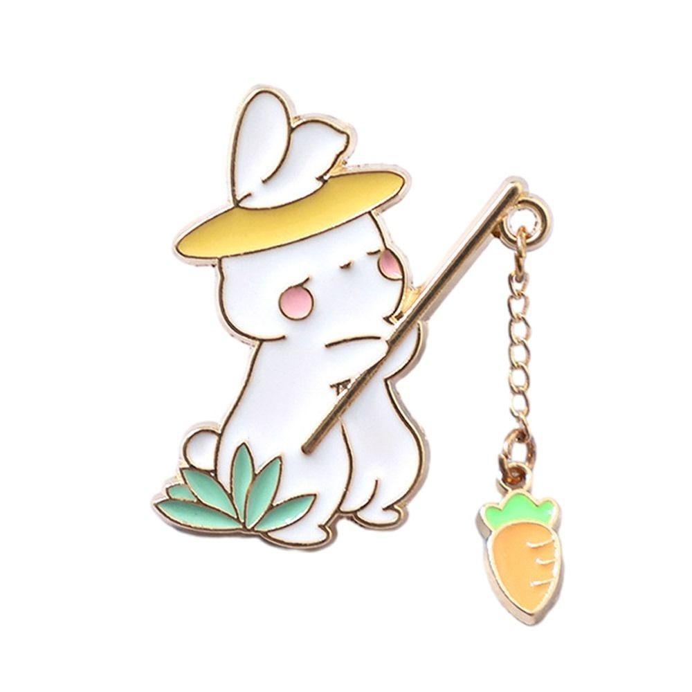Metal Design Cat Fishing Brooch Cartoon Design Enamel Finish Cartoon Cat Pin Cute Animal Chain Pendant Creativity Brooch