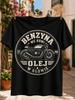 Benzyna We Krwi Olej W Glowie Polish Biker Graphic Cafe Racer Motorcycle In A Distressed Circular  Unisex All Tshirt