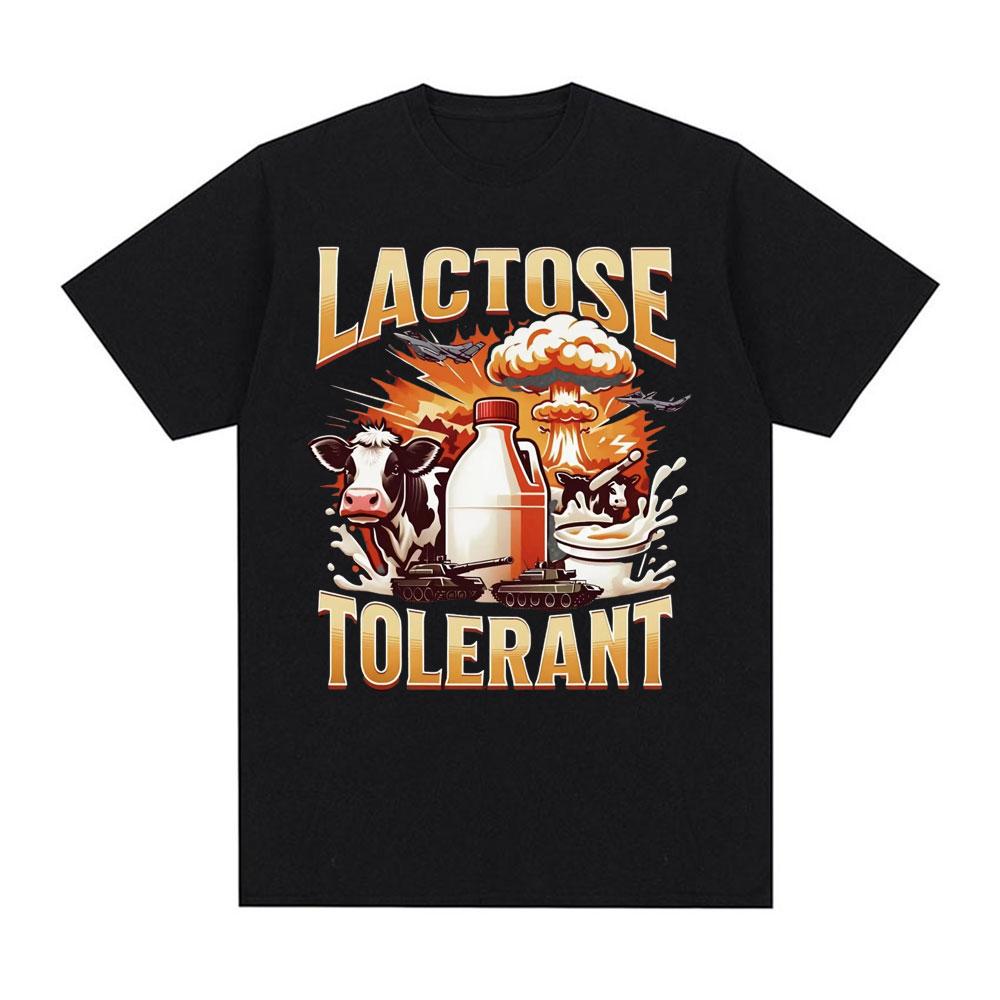 Lactose Intolerant Funny Meme Tee Shirt Men Women's Vintage Casual Short Sleeve T-shirt 100% Cotton Oversized Humor T Shirt Tops
