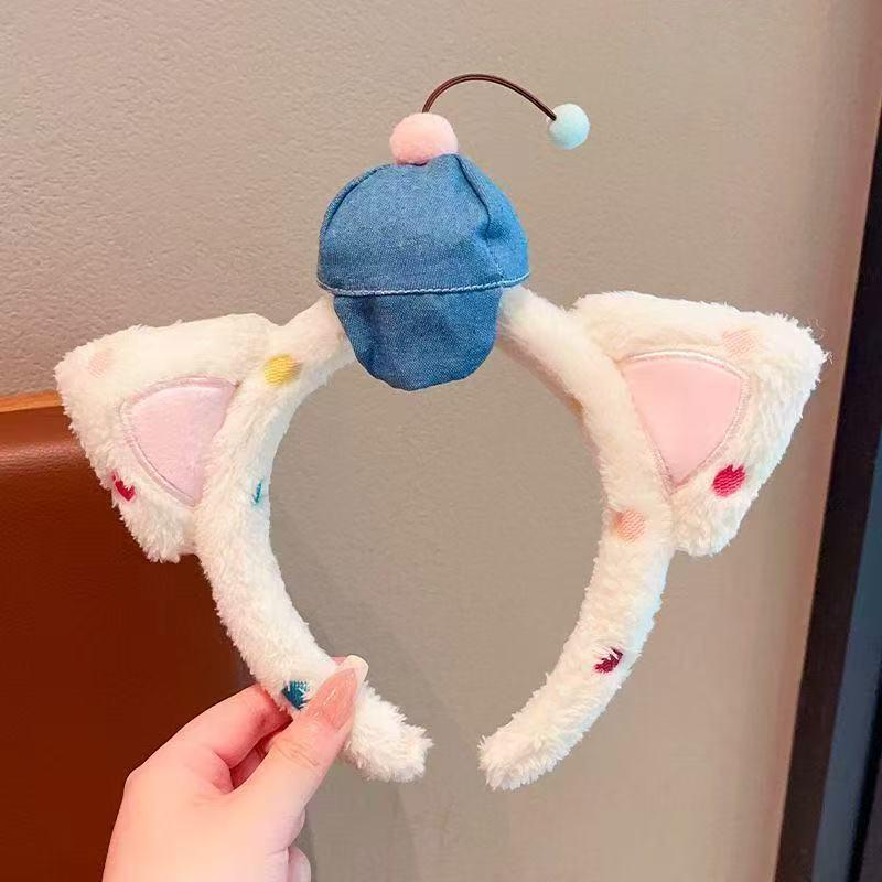 Cute Cartoon Plush Headband & Hair Clip for Face Washing and Masks - Fun Hair Accessory for Kids & Women