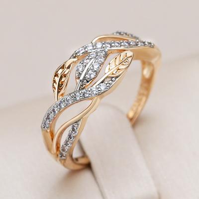 Rose Gold  Color Mix Vintage Flowers Rings For Women Fashion Natural Zircon Accessories Daily Fine Jewelry