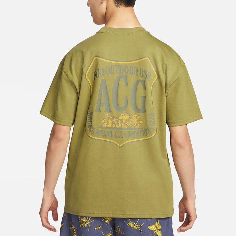 Nike ACG Logo Print Casual Crew Neck Short Sleeve T-Shirt Men Tops Green DR7758-378