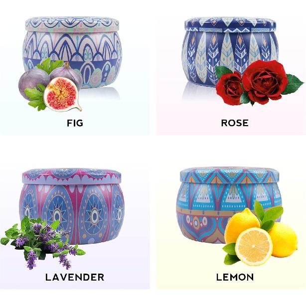 Scented Candles Gifts for Women, 4 X 4.4 Oz Aromatherapy Candles for Home Scented, 120 Hour Long Burn Soy Wax Candles Set, Lavender Jar Candle Gifts