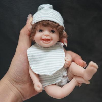 6 Zoll Ganzkörper-Reborn-Babypuppen aus massivem Silikon, süßes lächelndes Mädchen, Babypuppe, Spielzeug, Soft Touch, Mini-Palme, Neugeborenenpuppe für Jungen, Kinder, Geburtstag, Weihnachtsgeschenk