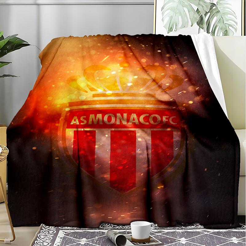 1PC Football Monaco Printed Soft Flannel Blanket Throw for Adult Bedroom Living Room Sofa Camping Travel Fan gifts Christmas Gifts