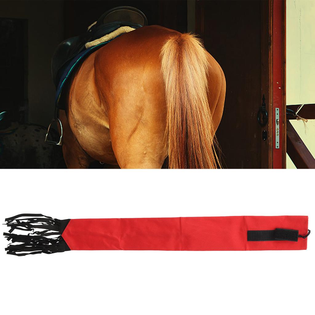 Horse Tail Bag Nonwoven Fabric Waterproof Breathable Horse Tail Protector Guard with Fringe Red