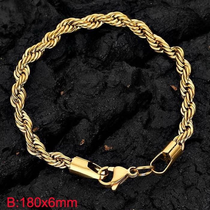 Twist Rope Bracelet, Popular Simple Gold Stainless Steel Twist Chain Men'S And Women'S Jewelry