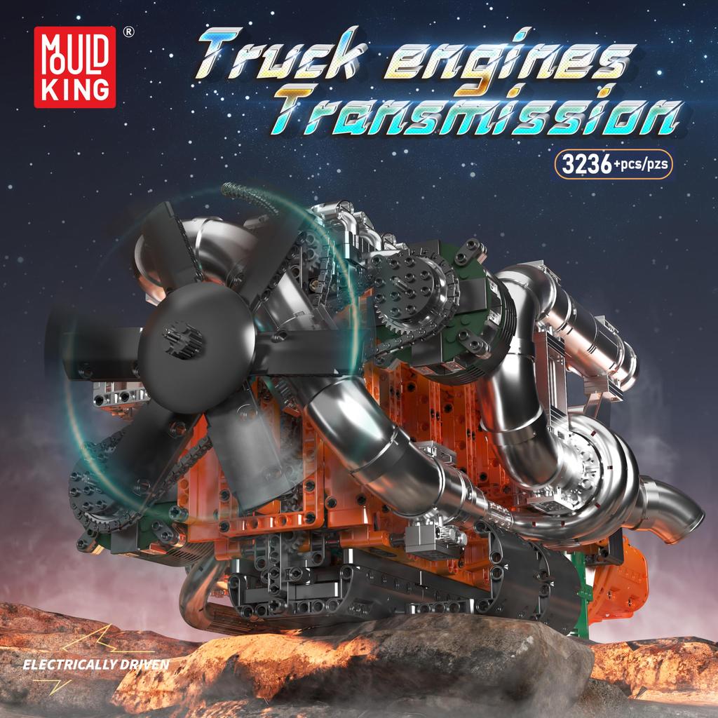 Mould King 10200 Technology Truck Engine Block Toy Engine Clamp Block with Motor and Collectible Model Gift for Set, 3070-Piece Transmission,