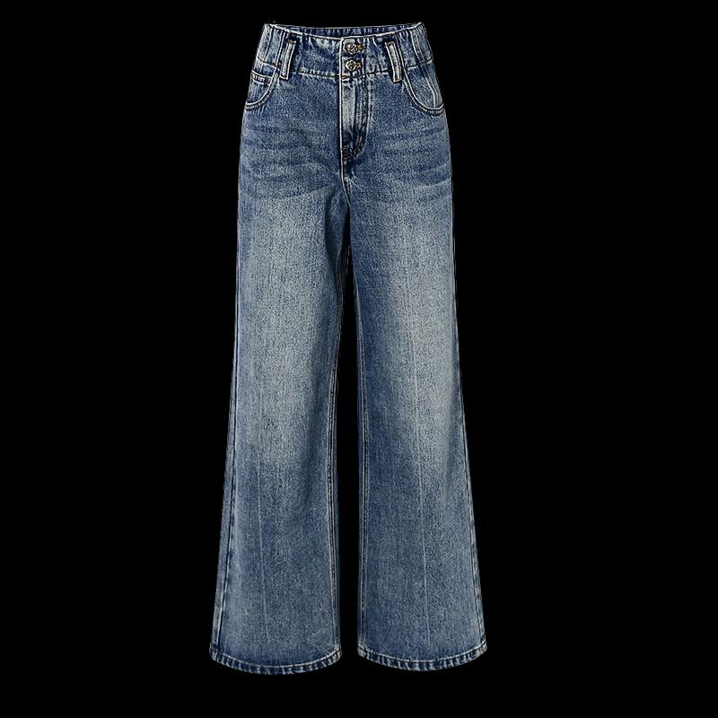 She Tu Vintage High Waist Wide Leg Washed Denim Jeans
