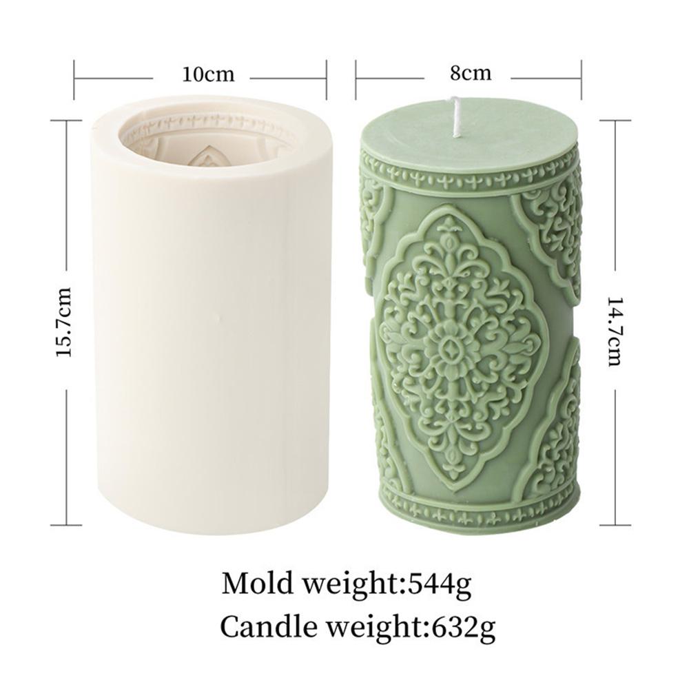 Floral Pattern Cylindrical Candle Silicone Mold Relief Cylindrical Aromatherapy Soap Mould Gypsum Silicone Molds for Home Decor