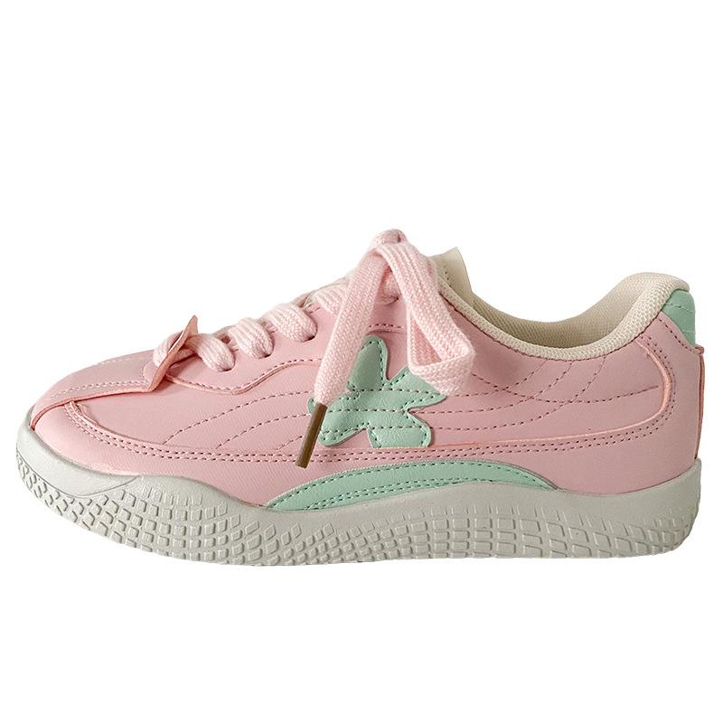 

B-9399 латексная стелька цветочный дизайн кеды женская обувь уродливо-милая кожаная поверхность 2025 новая весна немецкие тренировочные туфли повседневные 40