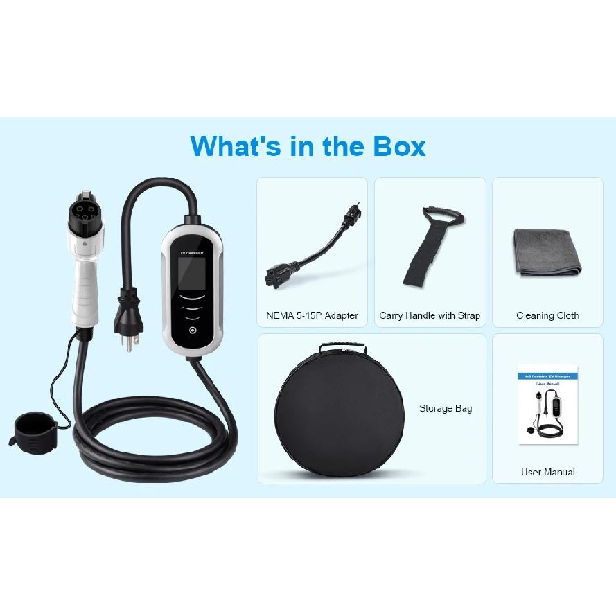JDMEX 3.5kw Type1 Portable EV Charger 7M Cable With NEMA 6-20P Plug J1772 Charger For Electric Car  EVSE Charging 16A EV Charger