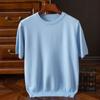 Short Sleeved Men's Round Neck Thin Summer T-shirt Base Shirt Loose Half Sleeved Knitted Shirt Top Size