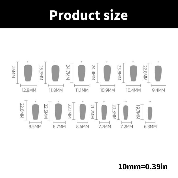 24Pcs Long Coffin False Nail Acrylic Artificial Nail Manicure Nail Art with Heart and Star Patterns for Stylish Women