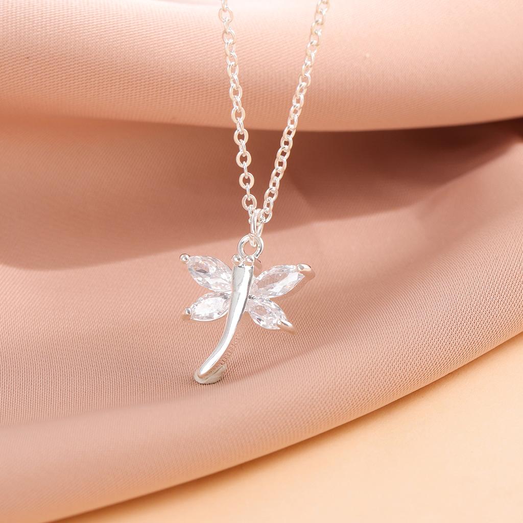 New Fashion Crystal Dragonfly 925 Sterling Silver Exquisite Creative Pendant Necklaces XL285