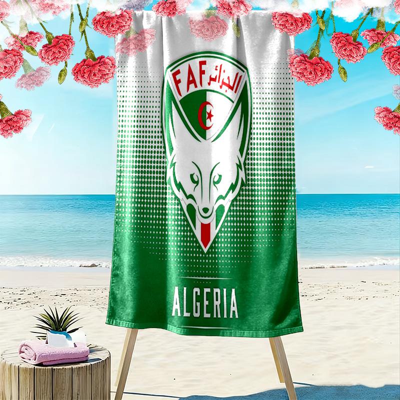 Algeria National Football Team Print Beach Towel, Large Soft Quick Dry Towel for Beach Camping Swimming