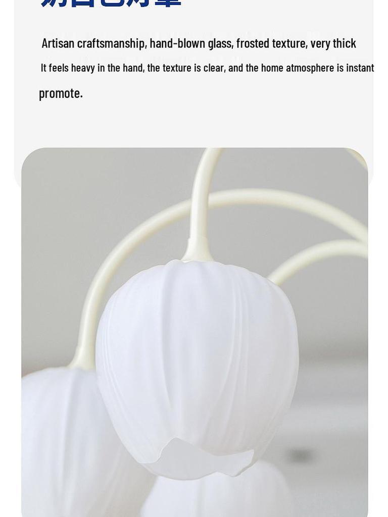 Modern Minimalist Cream Style Chandelier - Tulip Design for Living Room, Bedroom, or Dining Area