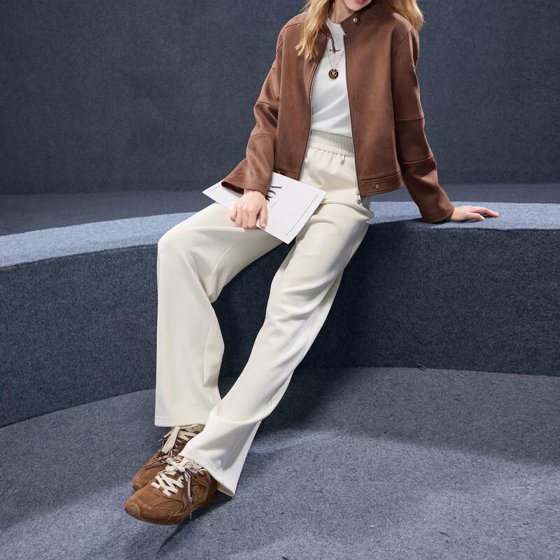 Sancai 2025 Autumn Elastic Waist Straight Leg Casual Pants