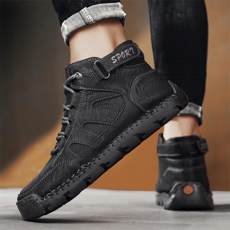 Mens Handmade Boots Pattern Leather Comfy Soft Sock Ankle Boots Autumn /Winter Men Boots Men Winter Boots
